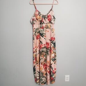 Lydelle Woman's Pink Floral Maxi Dress Hawaii Resortwear Beach Tropical NWOT L